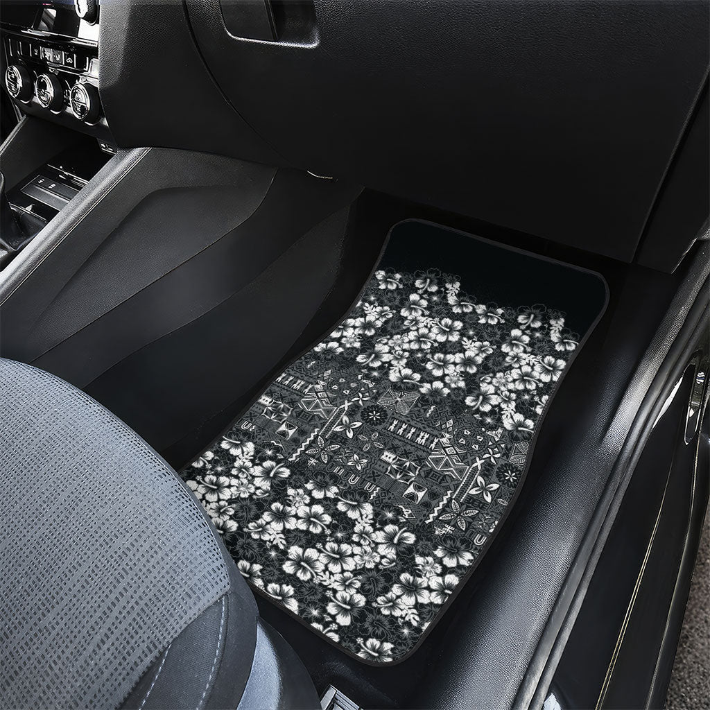 Black Hawaiian Tapa Tribal Hibiscus Car Mats