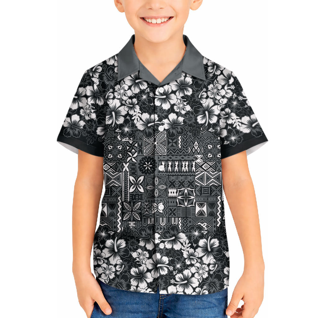 Black Hawaiian Tapa Tribal Hibiscus Hawaiian Shirt