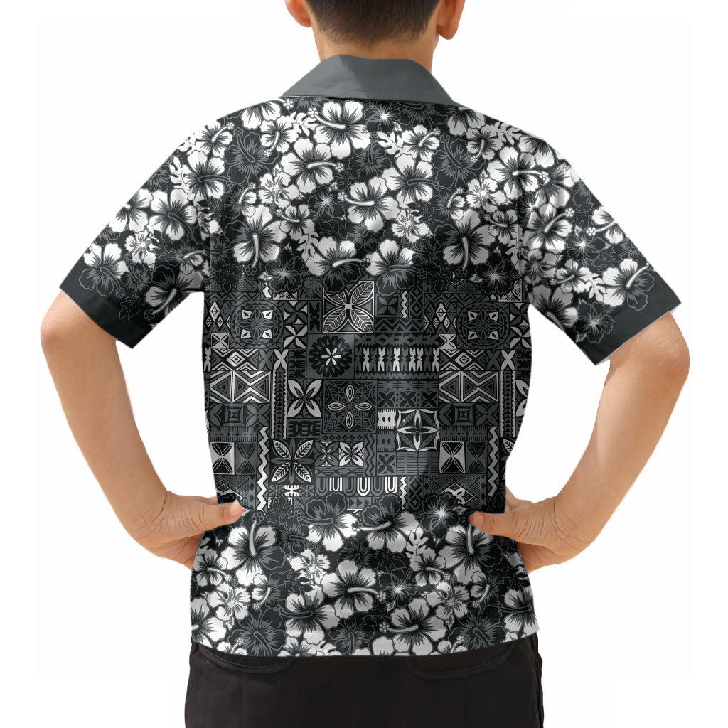 Black Hawaiian Tapa Tribal Hibiscus Hawaiian Shirt