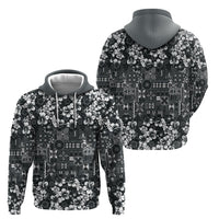 Black Hawaiian Tapa Tribal Hibiscus Hoodie
