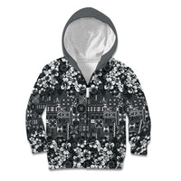 Black Hawaiian Tapa Tribal Hibiscus Kid Hoodie