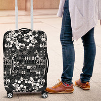 Black Hawaiian Tapa Tribal Hibiscus Luggage Cover