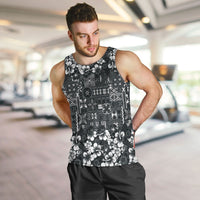 Black Hawaiian Tapa Tribal Hibiscus Men Tank Top