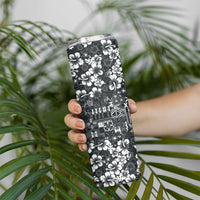 Black Hawaiian Tapa Tribal Hibiscus Skinny Tumbler