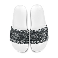 Black Hawaiian Tapa Tribal Hibiscus Slide Sandals