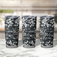 Black Hawaiian Tapa Tribal Hibiscus Tumbler Cup