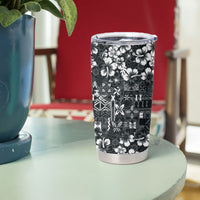 Black Hawaiian Tapa Tribal Hibiscus Tumbler Cup