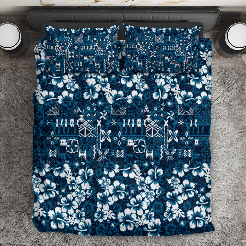 Blue Hawaiian Tapa Tribal Hibiscus Bedding Set LT9 Blue - Polynesian Pride