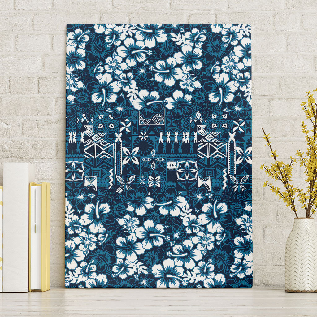 Blue Hawaiian Tapa Tribal Hibiscus Canvas Wall Art LT9 Without Frame Blue - Polynesian Pride