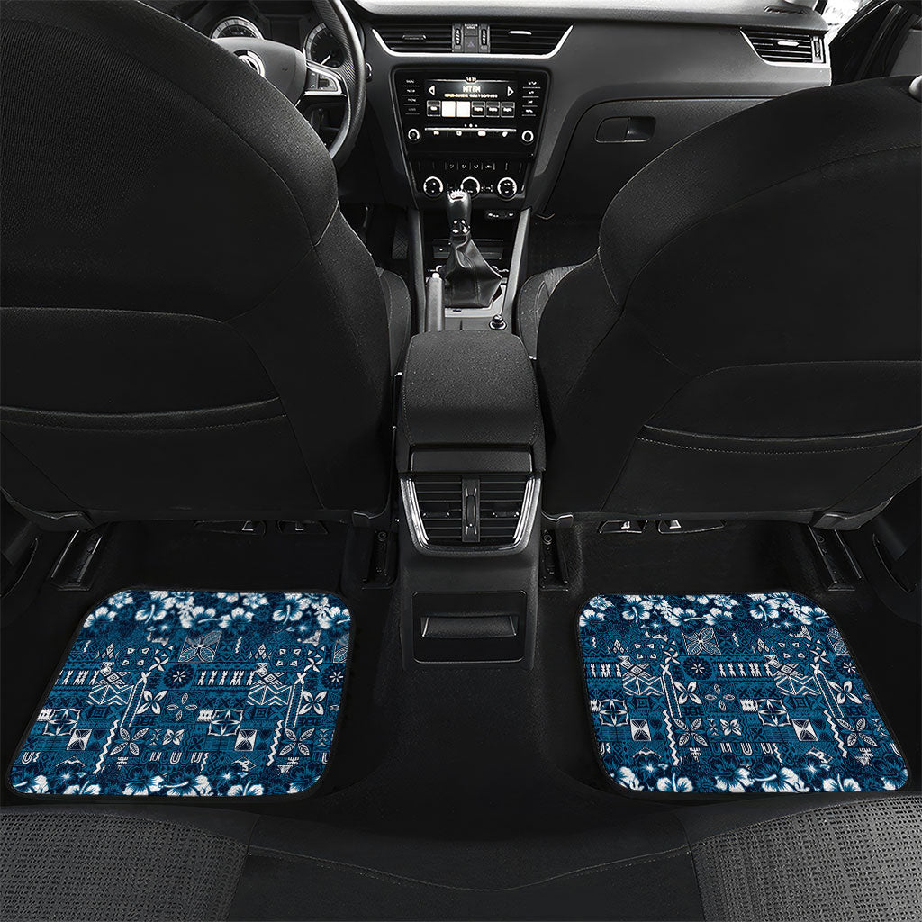 Blue Hawaiian Tapa Tribal Hibiscus Car Mats