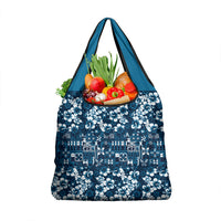 Blue Hawaiian Tapa Tribal Hibiscus Grocery Bag