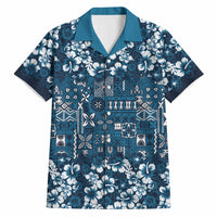 Blue Hawaiian Tapa Tribal Hibiscus Hawaiian Shirt