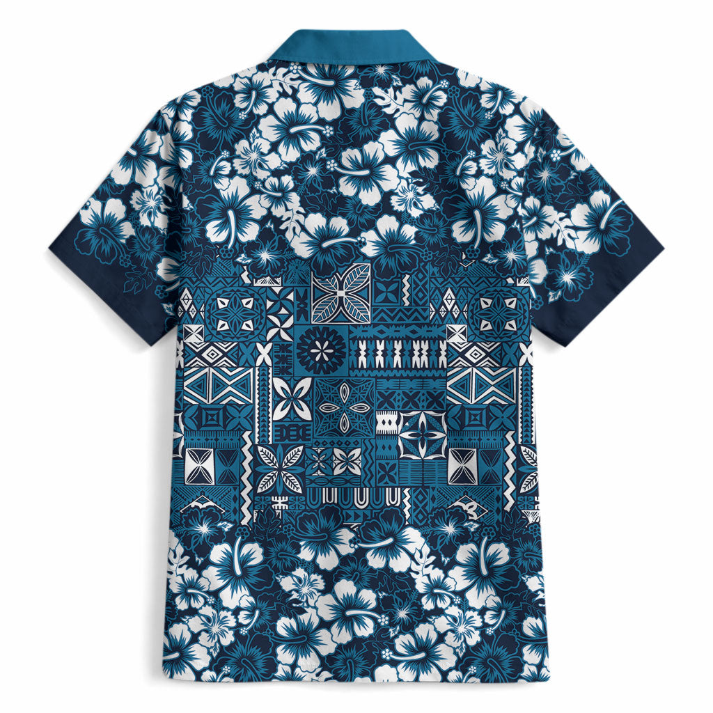Blue Hawaiian Tapa Tribal Hibiscus Hawaiian Shirt