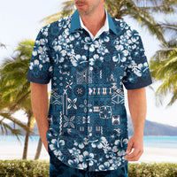 Blue Hawaiian Tapa Tribal Hibiscus Hawaiian Shirt