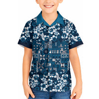 Blue Hawaiian Tapa Tribal Hibiscus Hawaiian Shirt