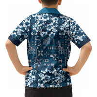 Blue Hawaiian Tapa Tribal Hibiscus Hawaiian Shirt