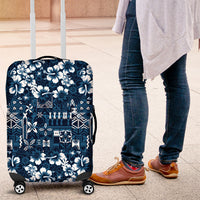 Blue Hawaiian Tapa Tribal Hibiscus Luggage Cover