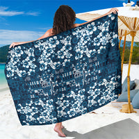 Blue Hawaiian Tapa Tribal Hibiscus Sarong