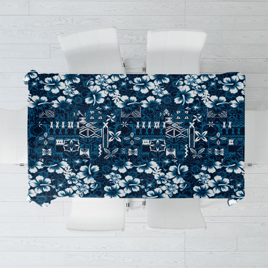 Blue Hawaiian Tapa Tribal Hibiscus Tablecloth