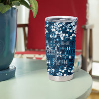 Blue Hawaiian Tapa Tribal Hibiscus Tumbler Cup