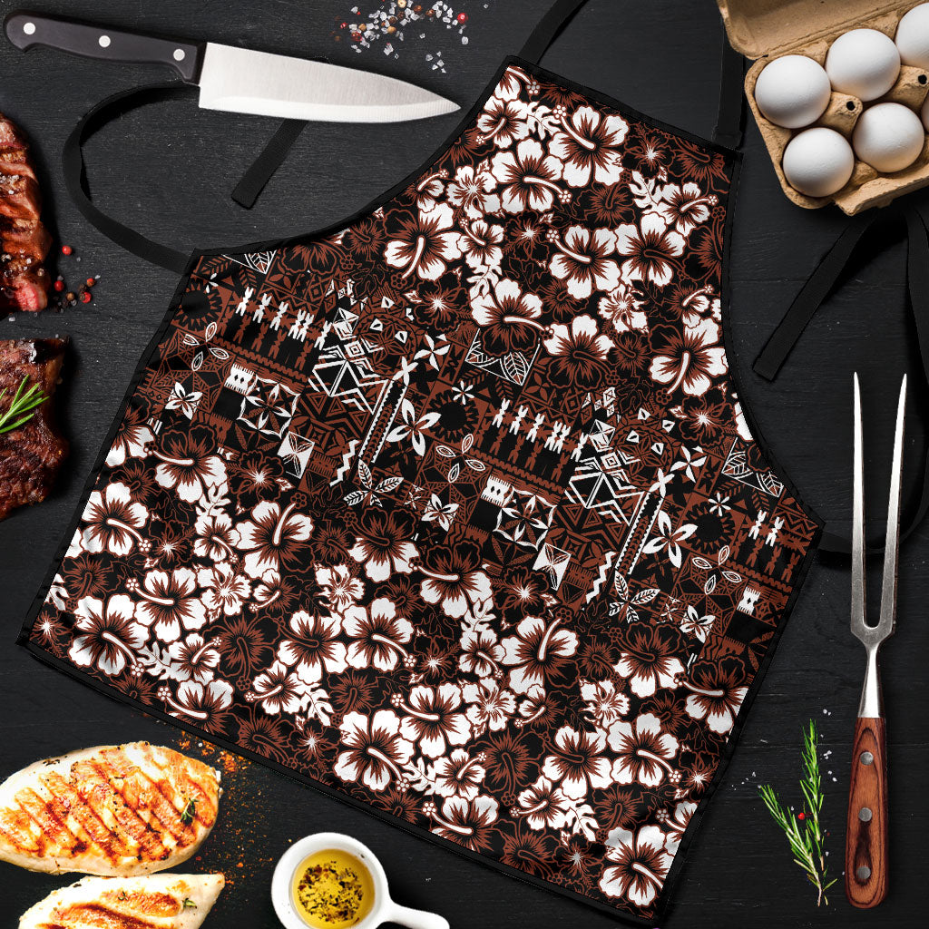 Burgundy Hawaiian Tapa Tribal Hibiscus Apron