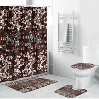 Burgundy Hawaiian Tapa Tribal Hibiscus Bathroom Set