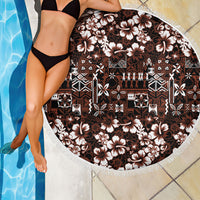 Burgundy Hawaiian Tapa Tribal Hibiscus Beach Blanket