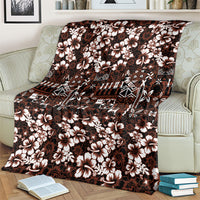 Burgundy Hawaiian Tapa Tribal Hibiscus Blanket