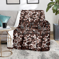 Burgundy Hawaiian Tapa Tribal Hibiscus Blanket