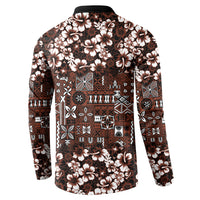 Burgundy Hawaiian Tapa Tribal Hibiscus Button Sweatshirt