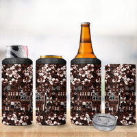 Burgundy Hawaiian Tapa Tribal Hibiscus 4 in 1 Can Cooler Tumbler