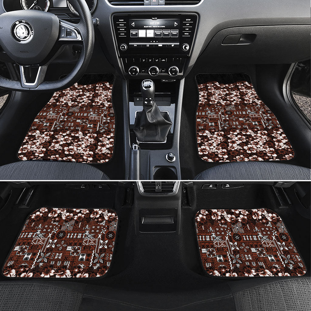 Burgundy Hawaiian Tapa Tribal Hibiscus Car Mats