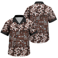 Burgundy Hawaiian Tapa Tribal Hibiscus Family Matching Tank Maxi Dress and Hawaiian Shirt