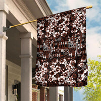 Burgundy Hawaiian Tapa Tribal Hibiscus Garden Flag