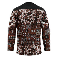 Burgundy Hawaiian Tapa Tribal Hibiscus Hockey Jersey