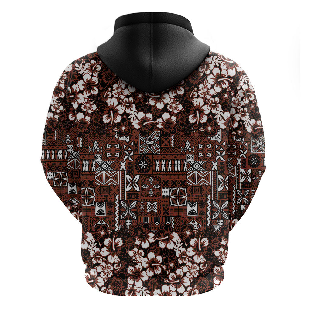 Burgundy Hawaiian Tapa Tribal Hibiscus Hoodie