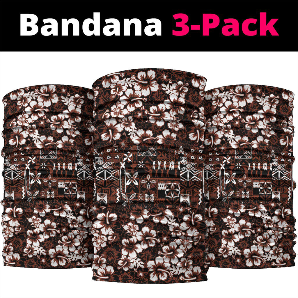 Burgundy Hawaiian Tapa Tribal Hibiscus Neck Gaiter