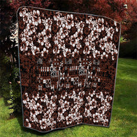 Burgundy Hawaiian Tapa Tribal Hibiscus Quilt