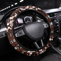 Burgundy Hawaiian Tapa Tribal Hibiscus Steering Wheel Cover