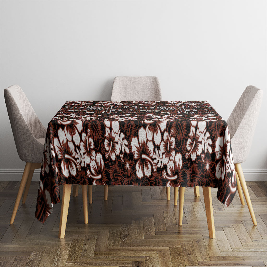 Burgundy Hawaiian Tapa Tribal Hibiscus Tablecloth