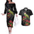 Meri Kirihimete Kakapo Couples Matching Off The Shoulder Long Sleeve Dress and Hawaiian Shirt Black Silver Fern Christmas Vibe