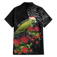 Meri Kirihimete Kakapo Family Matching Off The Shoulder Long Sleeve Dress and Hawaiian Shirt Black Silver Fern Christmas Vibe LT9 - Polynesian Pride