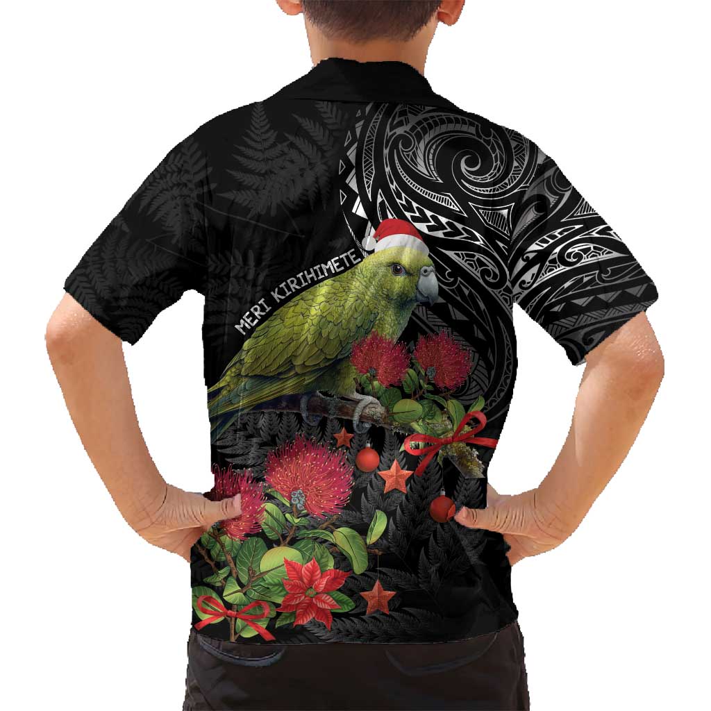 Meri Kirihimete Kakapo Family Matching Tank Maxi Dress and Hawaiian Shirt Black Silver Fern Christmas Vibe LT9 - Polynesian Pride