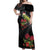 Meri Kirihimete Kakapo Off Shoulder Maxi Dress Black Silver Fern Christmas Vibe