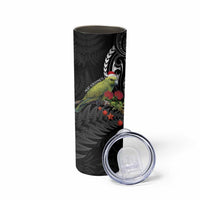 Meri Kirihimete Kakapo Skinny Tumbler Black Silver Fern Christmas Vibe