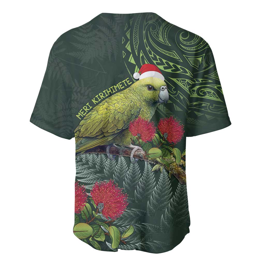 Meri Kirihimete Kakapo Baseball Jersey Green Silver Fern Christmas Vibe LT9 - Polynesian Pride