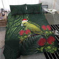 Meri Kirihimete Kakapo Bedding Set Green Silver Fern Christmas Vibe