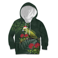 Meri Kirihimete Kakapo Kid Hoodie Green Silver Fern Christmas Vibe