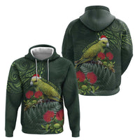 Meri Kirihimete Kakapo Zip Hoodie Green Silver Fern Christmas Vibe LT9 - Polynesian Pride