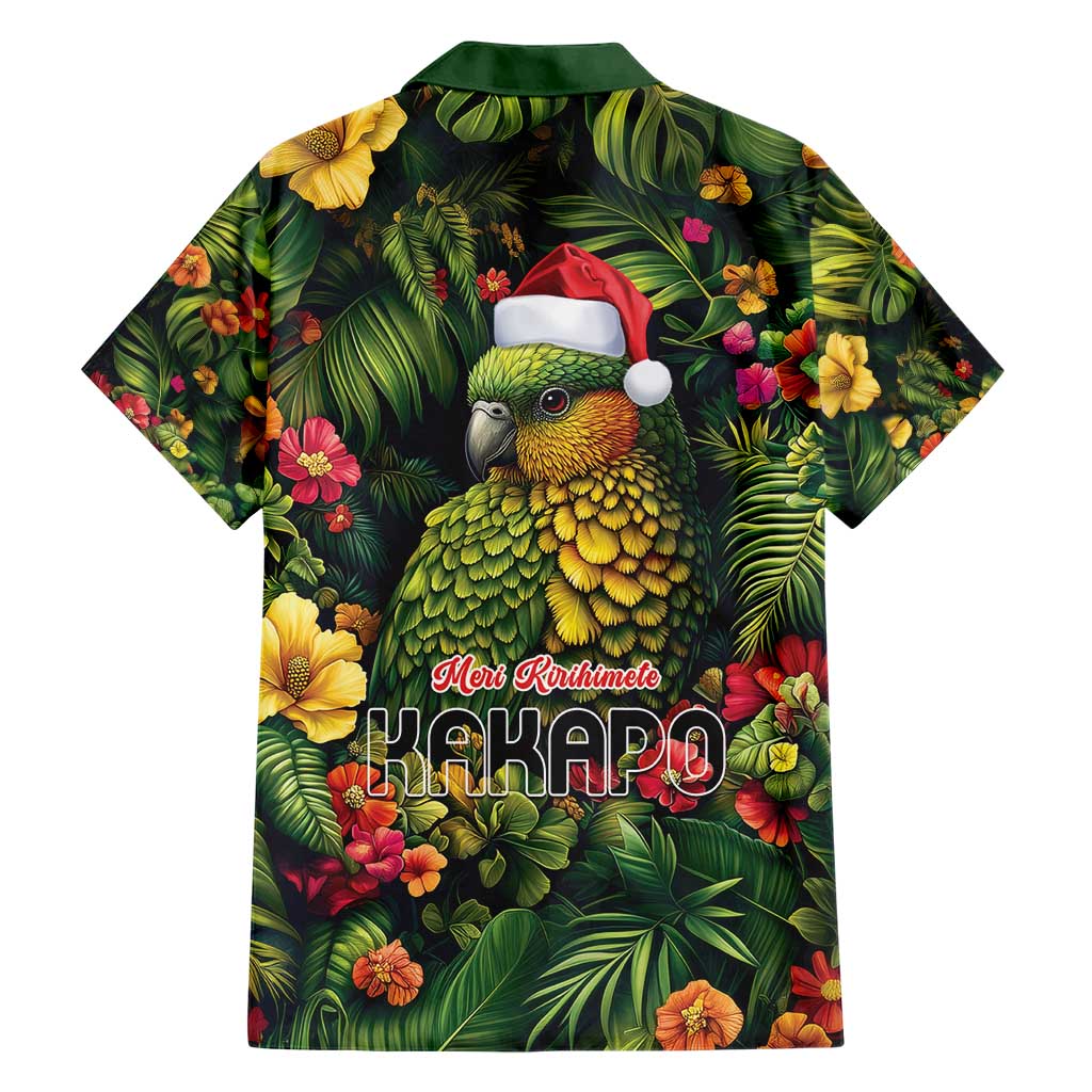 Meri Kirihimete Kakapo Family Matching Short Sleeve Bodycon Dress and Hawaiian Shirt New Zealand Christmas with Tropical Vibe